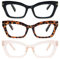 kollyseek 3 Pack Occhiali da Lettura Cateye Donna Retrò anti-blu Comodi e Alla Moda Grande Cat Eye,1.0 1.5 2.0 2.5 3.0 3.5 Nero, Beige, marrone 3.0