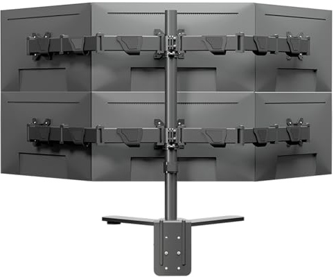 HILLPORT Supporto 6 Monitor de 13 à 27 Pollici Braccio per Monitor Carico massimo di 9 kg per schermo, Rotazione di 360 gradi, Due metodi di installazione X35 6P