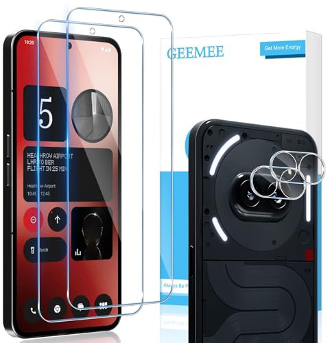 GEEMEE para Nothing Phone 2A/ (2a) Plus Protector de Pantalla + Protector de Lente de cámara,【2 + 2 Piezas】 Templado 9H Alta Definicion Cristal Templado Glass Screen Protector