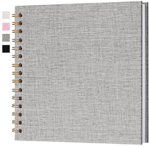 Hiwhy Fotoalbum zum Selbstgestalten 18x18 cm Scrapbook Fotobuch Weiße Seiten 20 Blätter, Grau