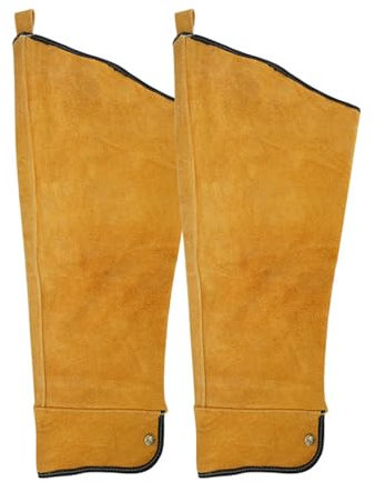 DSQIANG Delantales De Soldador De Cuero De Vaca, 4 Juegos (gorro De Chal,manguito,delantal,protector De Pies) Ropa De Trabajo De Seguridad, Amarillo(Sleeve)