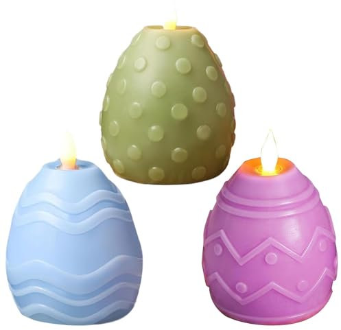 Velas sin llama de Pascua,vela LED de Pascua,Velas sin llama Huevo de Pascua Decoración de primavera | 3 velas decorativas falsas de oficina, centros de mesa de velas eléctricas, decoración de