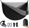 PHYSEN Hängematte Outdoor mit Moskitonetz für 2 Personen, 300kg Tragkraft Hängematte Camping Doppelhängematte 290x140cm, atmungsaktiv Schnelltrocknendes Fallschirm-Nylon Reisehängematte, Grau+Schwarz