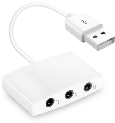 DUOBAGMA 3 in 1 Externe USB Soundkarte 7.1 Adapter, 3.5mm Klinke HD Stereo Headset Mikrofon Audio Adapter, 30CM USB Anschlusskabel