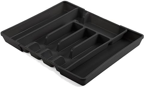 URBN-CHEF 7-Section Extendable Plastic Cutlery Tray, Kitchen Drawer Organiser with 5-to-7 Compartments for Utensils & Larger Tools - Versatile, Durable, Easy-to-Clean & Adjustable to Reduce Clutter