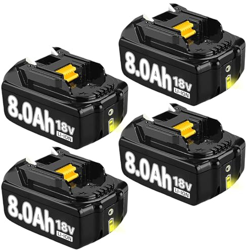 4 Stück 8,0Ah Ersatzakku für Makita 18V LXT BL1860B, mit LED-Anzeige | Kompatibel mit BL1850B BL1860 BL1850 BL1840 BL1845 BL1830 BL1835 BL1815, Ersatz für 194205-3 LXT-400, für 18V LXT Werkzeuge