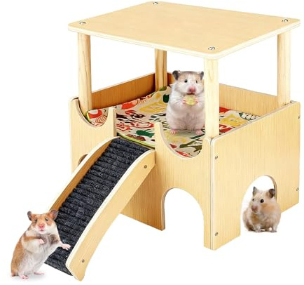 Meerschweinchen Haus, Groß Meerschweinchen Häuser Aus Holz Mit Treppe Rampe Und Matten, Mehrstöckiges Meerschweinchens Versteck Mit 3 Eingäng, Nagerhaus Häuser Für Kleine Haustiere Hamster Kaninchen