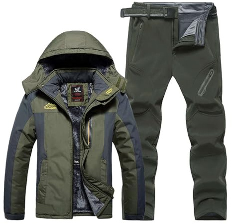 Skianzug Herren 2 Teilig Wasserdicht Warm Ski Anzug Männer Winter Kombi Winddicht Skibekleidung Schneeanzug Gefüttert Thermo Skijacke Skihose Outfit Atmungsaktiv Outdoor Snowboard Ausrüstung Snowsuit
