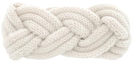 axy Damen Strick Stirnband - doppelt geflochten mit Twist-Design, Winter Haarband, Flecht Optik, Kopfband - Ohrenwärmer - gestrickt Headband - warm HBW7 (Weiss)
