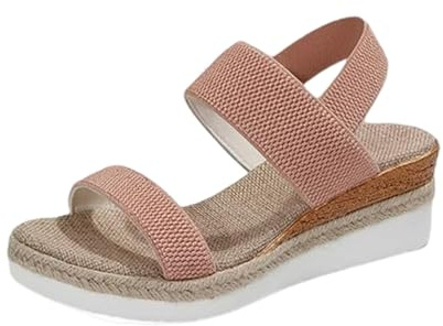 Uwdiohq Sandales Compensées Orthopédiques Pour Femmes, Chaussures De Marche Confortables L'Été, Espadrilles Femmes 2026, Plage Robe (Red, 38) Sandale Femme Pied Extra Large Confort Été
