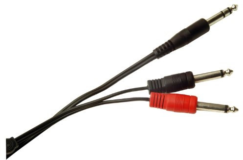 1 x 6.3mm Stereo Jack Plug - 2 x 6.3mm Mono Jack Plugs, plomo 2m