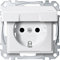 Merten 1563342 MEG2314-0419 SCHUKO-Steckdose mit Klappdeckel, IP44, BRS, Steckklemmen, polarweiß, System M