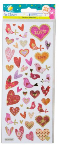 Craft Planet Fun Stickers, Hearts & Birds, for Young Crafters Collection, Posters, Card Making, Scrapbooking, Party Bag Fillers, Books, Reward Charts, Invites, Crafts