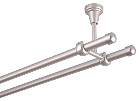Gardinenstange 19 mm 2-Läufig Deckenbefestigung Chrom-Matt Metall Neu (160)