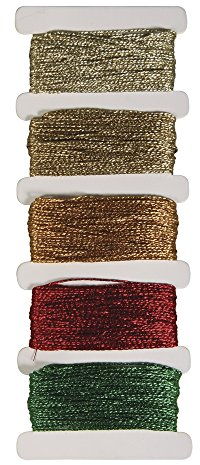 Rayher 53587616 Metallic di filato Stitch & Knot, 5 colori Je 10 m in assortiti, Oro
