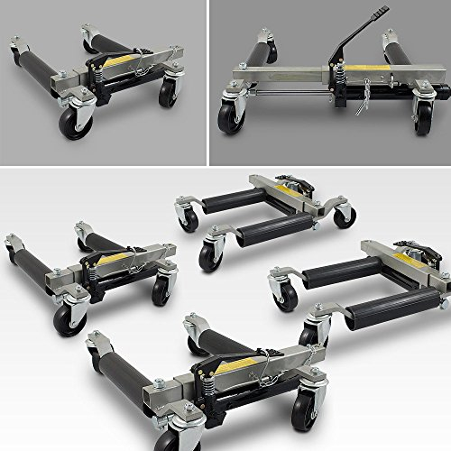 MS-Point BITUXX® 4 Stück PKW Rangierhilfe Rangierheber hydraulisch Wagenheber Auto Rangierroller Rangierheber belastbar bis 680 kg pro Rangierroller