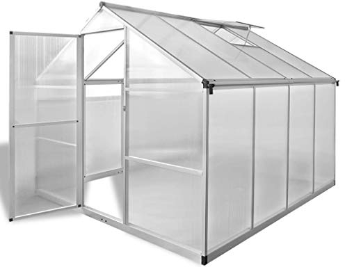 vidaXL Gewächshaus mit Fundament Verstärkt Aluminium 6,05 m²