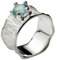 SILBERMOOS Damen Bandring Blautopas Ring mit blauem Topas Lotusblatt-Struktur 925 Sterling Silber, Größe:62
