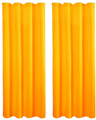Bestlivings Vorhang Blickdicht Aber Lichtdurchlässig (140x175cm / 2 Stück) Gardine Uni (Orange) mit Kräuselband/Universalband, für Fenster, Balkon - Gardinenschal