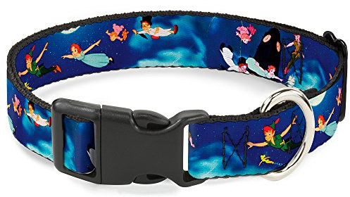 Buckle-Down Plastic Clip Collar - Peter Pan Flying Scene - 1 Wide - Fits 9-15 Neck - Small