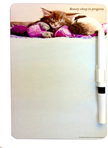 (11 Designs) A5 Magnetic White Board Memo Board for Fridge with Drywipe Marker Pen - Easy to Wipe Planner Shopping Schedule Diet Notes Office Organiser (Cat and Dog)