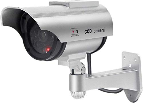 Tech Traders ® TTSSDC SOLAR Power Fake Outdoor Dummy Security Home CCTV Camera LED Light Waterproof [2017-18], Silver