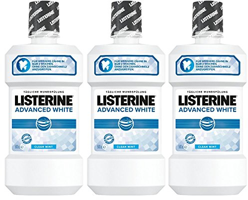 Listerine Advanced White - Collutorio antibatterico per denti bianchi e gengive sane (3 x 500 ml)