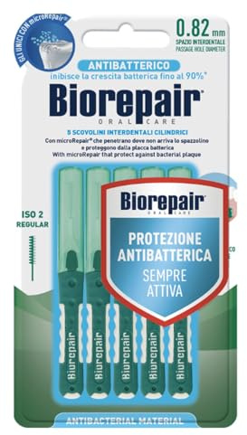 Biorepair, 5 Scovolini Interdentali Antibatterici, Delicati con Denti e Gengive, con Microrepair per una Pulizia Dentale Profonda, Formato Regular, Passaggio Interdentale 0,82mm