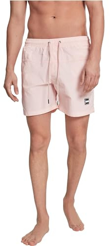Urban Classics Herren Block Swim Shorts – Badeshorts mit Kordelzug & Taschen, schnelltrocknend, ideal für Strand, Pool & Urlaub,Rosa,5XL