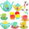 koolbitz 22 Pcs Kids Tea Set Party Age 3+ with Dessert Candy Muffin Toys Including Cups & Plates, BPA Free PVC Free Teapot, Washable Dishes, Safe Material, For Little Girls Enhance Child Skills