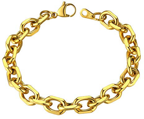 ChainsHouse Edelstahl Armband Herren Rolo Kette Armband Gold Männer Rolokette Gliederkette Armbänder Herren Ankerkette Gliederarmband 19cm Vergoldete Armkette Ersatzkette Kettenarmband für Jahrestag