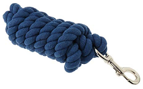 Schleppleine für Pferde, 2,5 m, aus gewebter Baumwolle, Marineblau, 2,5 m