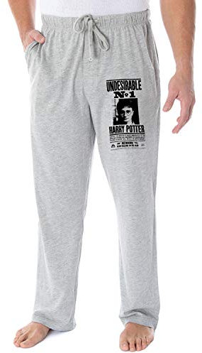 Harry Potter Adult Mens' Undesirable No 1 Wanted Poster Pajama Lounge Pants (L) Heather Grey