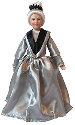Melody Jane Dolls Houses Puppenhaus Viktorianische alte Dame in grauem Kleid Porzellan Frau 1:12 Personen