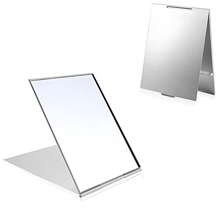 LELE LIFE Lot de 2 miroirs pliants Ultra Fins et Portables, Coque en Aluminium, Facile à Transporter, Miroir de Maquillage de Voyage, Miroir de courtoisie, Mini Taille, 11,5 × 8 cm, S