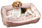 PETCUTE Fresco Cuccia Cane Interno,Lavabile Letto per Animali Domestici con Fondo Antiscivolo,Traspirante Cuscino per Cani con 5 Bordi Rialzati,Adatto per l'estate(Rosa,S)