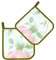 Lashuma Topflappen rosa - grün, Kochlappen quadratisch Muster: Rose, 2er Set Untersetzer 20x20 cm,