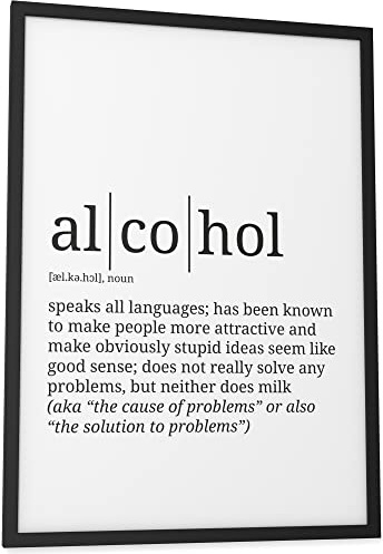Papierschmiede® Definition Alcohol, 30x40 cm Poster für Wohnzimmer, Schlafzimmer, Küche, Esszimmer, Wandbild Geschenk Wanddeko Spruch English - ohne Rahmen