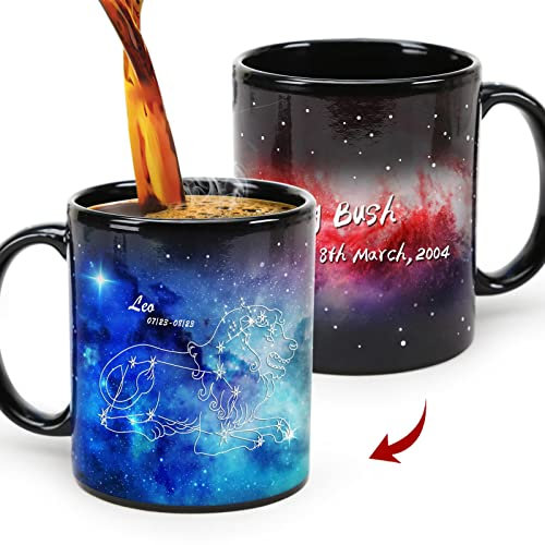 Custom Color Changing Mug 11oz, Constellation Coffee Mug, Heat Sensitive Cup with Your Text, Full Printing, Personalised Magic Mug, Funny Mug, Unique Gift for Birthday, Family, Friends and Lover