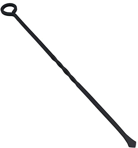 Holzbrenner, 53,3 cm, mit Schlaufenverschluss, gedrehter Schürhaken, Kohle, Holzbrenner, schwarzer Stahl, Metall, 550 mm