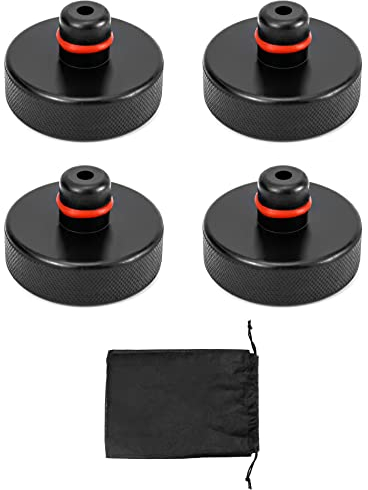 QWORK® 4 Pcs Lifting Jack Pad with Storage Bag, Rubber Jack Pad for Tesla Model 3 Model Y Model S, Protect Car Frame Rail
