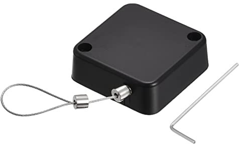 sourcing map Retractable Cable Lock with Self-Adhesive, Remote Control Security Lock Anti-Lost Rope Hardware Cable Lock 200g Tensile Force Black