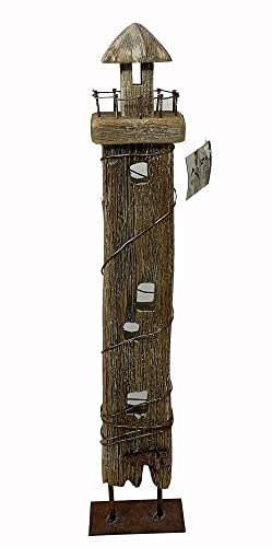 osters muschel-sammler-shop maritime Holz-Dekoration in braunem Shabby Look ┼ auch als Solo Dekoration geeignet ┼ hochwertige Verarbeitung (Holz Leuchtturm 46cm)