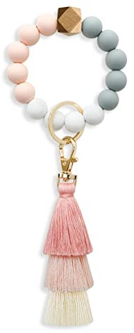 CHUQING Schlüsselanhänger Armband Elegant Keychain Bracelet Geschenke Frauen Armband Schlüsselbund mit Perlen Geschenke für Frau