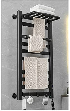 Towel Warmers Electric Heated Towel Rack With Timer And Thermostat, Wall Mounted Plug-in Towel Heater Drying Rack, Easy To Install (Color : Black)