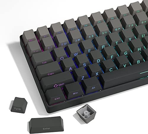 PBT Keycaps - Side Printed Gradient Gray Set, Double Shot Shine Through, OEM Profile 136 Keys, Minimalist Style Phantom Mechanical Keyboard Keycaps