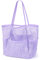 KPX Netz-Strandtasche, Tragetasche für Damen, groß, faltbar, Netz-Schwimmtasche mit Taschen, sanddicht, wasserdicht, Violett, Large