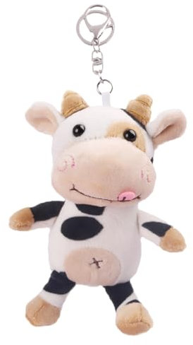 jojofuny Peluche Vache Porte clé Pendentif Poupée Vache Jouets De Mascotte en Peluche Porte-clés Boeuf De Faveur du Nouvel an Figurines d'animaux du Pendentif De