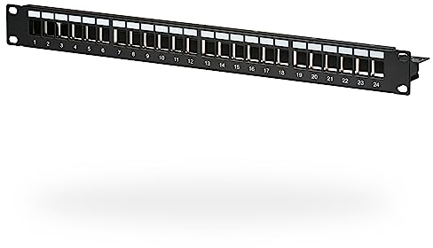 EFB-Elektronik Verteilerfeld Patchpanel 19 Zoll 1HE, 24-Port, schwarz, ohne Keystone