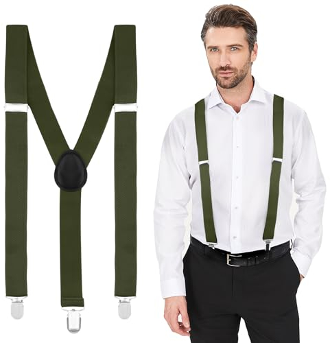 Dunkelgrün Hosenträger Skihose für Herren und Damen - Extra Stark, zum Knöpfen, für Arbeit